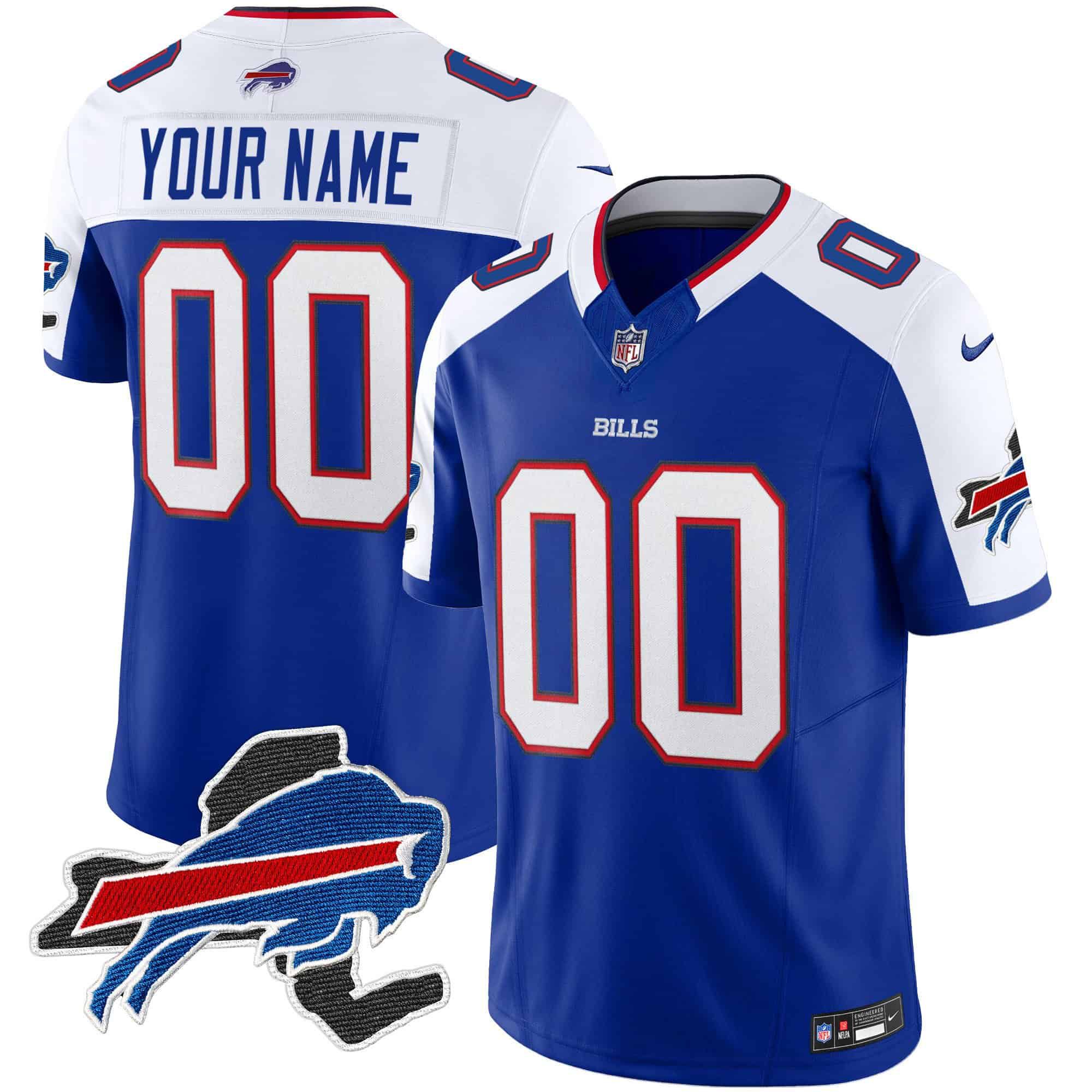 Men Buffalo Bills Blue 2024 Nike Patch Vapor Limited Custom NFL Jersey